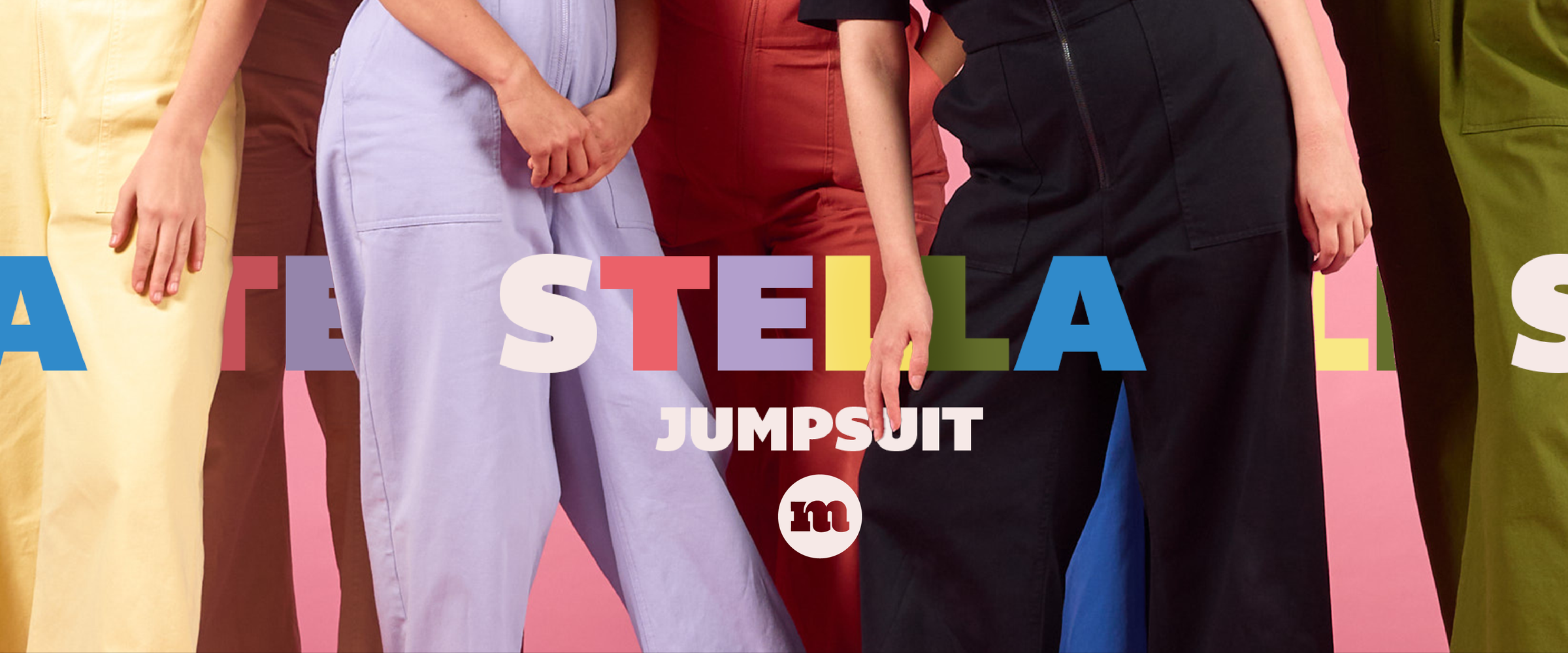 Models wearing Madge Goods Stella Jumpsuits in seven colourways, 100% cotton drill, designed in Sydney.